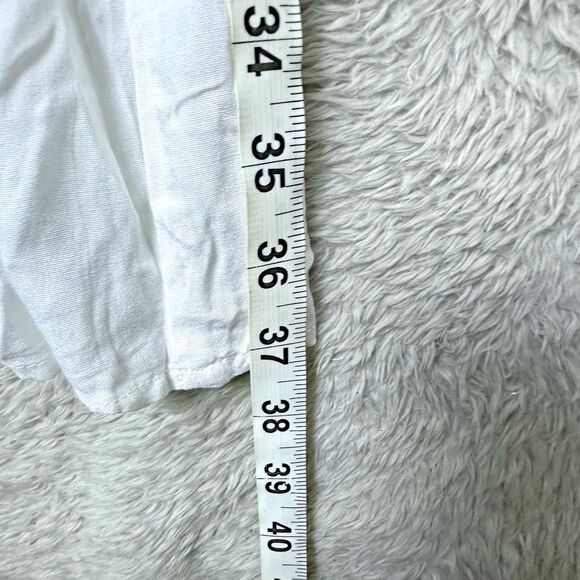 White Boho Maxi Dress XL Flutter Sleeve‎ Pockets Cutout Waist Tiered Cottagecore - Picture 8 of 15